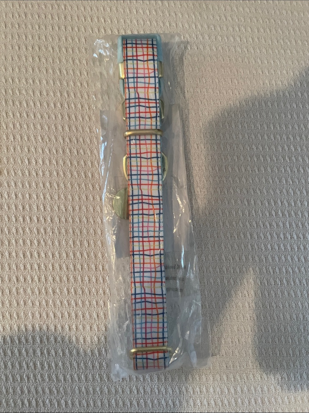 Packed Party Multicolor Plaid Dog Collar with Gold Hardware